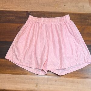 Pink Eyelet Pull-On Shorts With Pockets